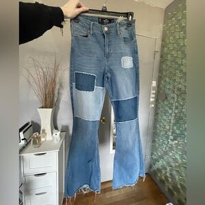 Hollister Blue Patchwork Flare Jeans